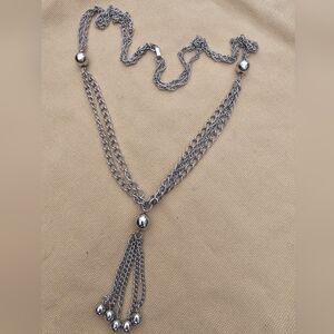 Silver Multi-Chain Tassel Necklace - Women Jewelry Necklaces